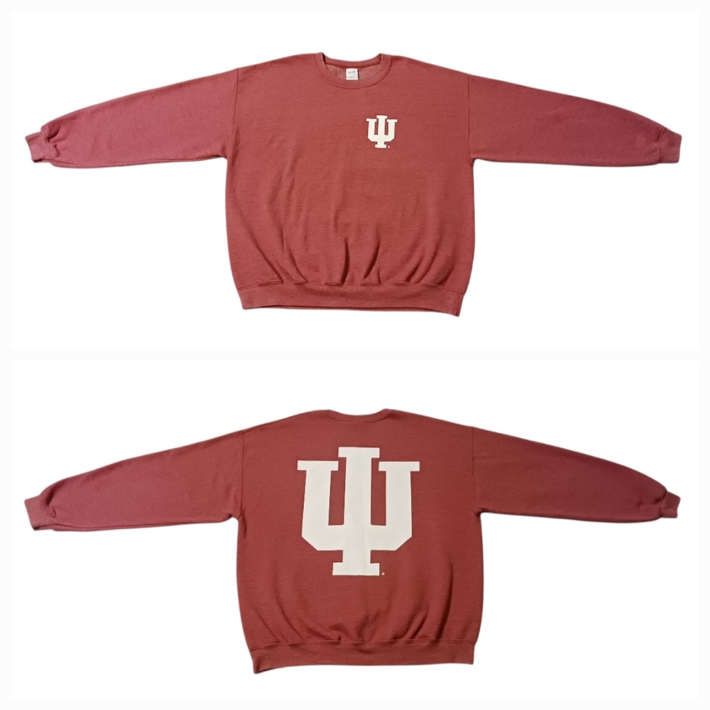 Vintage 90's Indiana University Heather Red Block Logo Crewneck Sweatshirt